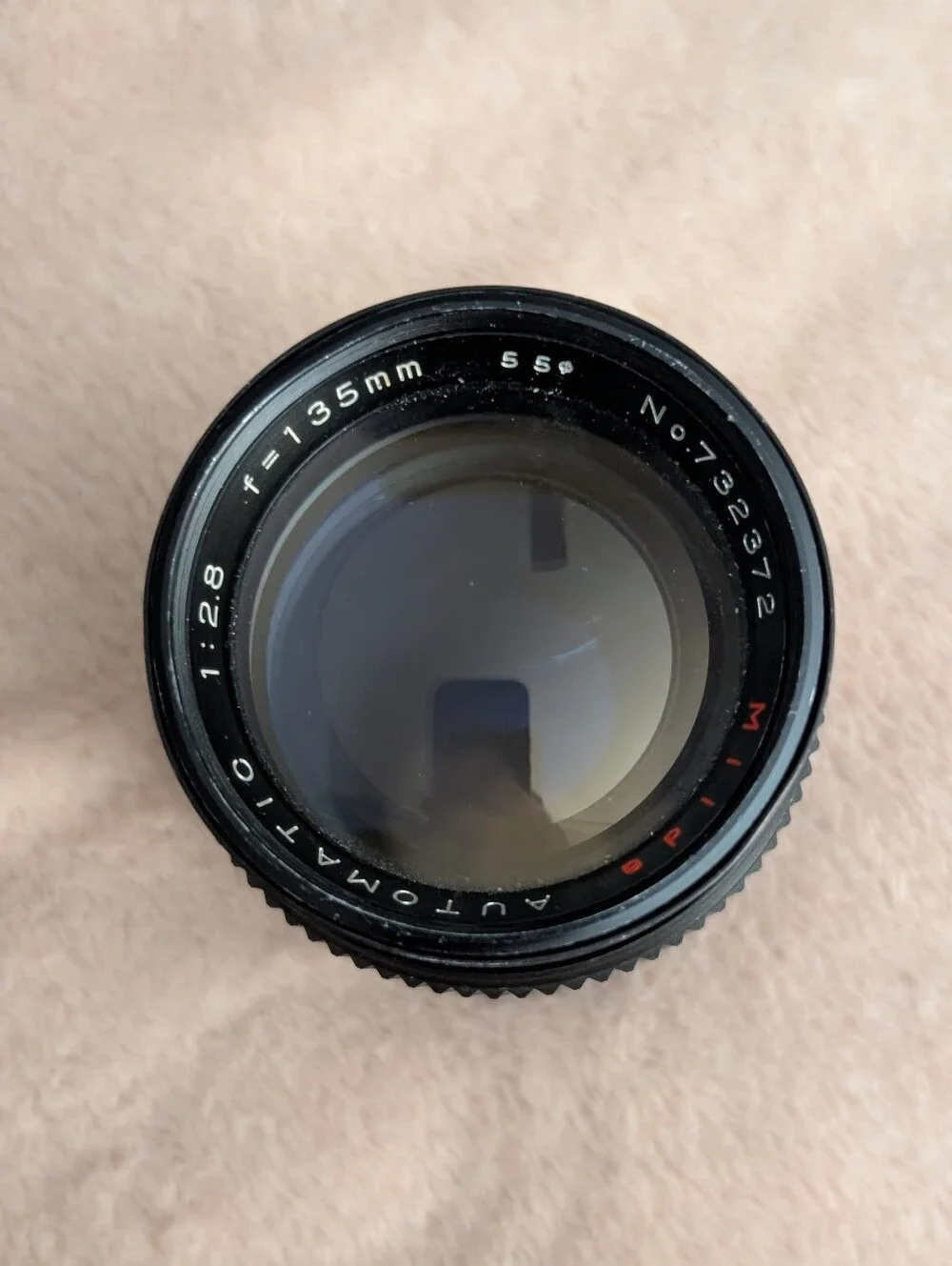 Miida 135mm f/2.8 telephoto manual lens with loose hood